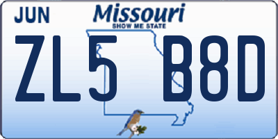MO license plate ZL5B8D