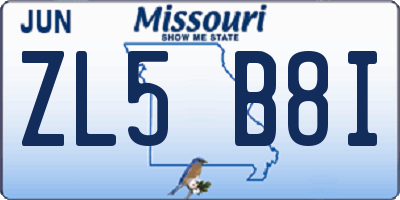 MO license plate ZL5B8I