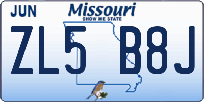 MO license plate ZL5B8J