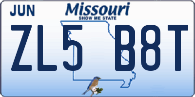 MO license plate ZL5B8T