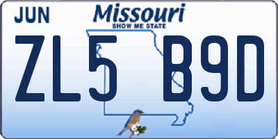 MO license plate ZL5B9D