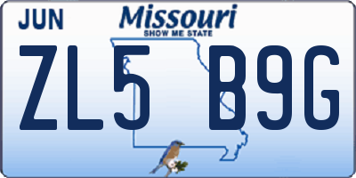 MO license plate ZL5B9G