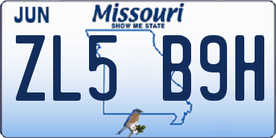 MO license plate ZL5B9H