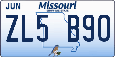 MO license plate ZL5B9O