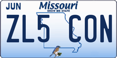 MO license plate ZL5C0N
