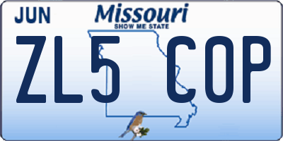 MO license plate ZL5C0P