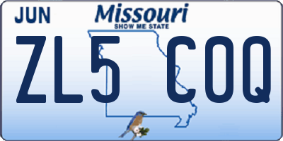 MO license plate ZL5C0Q