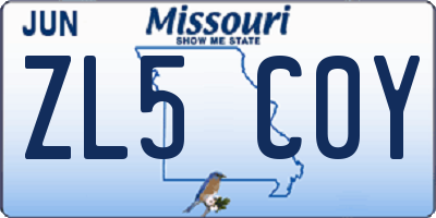 MO license plate ZL5C0Y