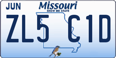 MO license plate ZL5C1D