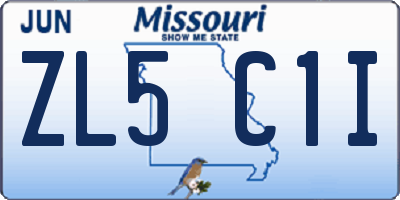 MO license plate ZL5C1I