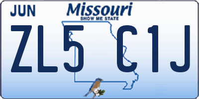 MO license plate ZL5C1J