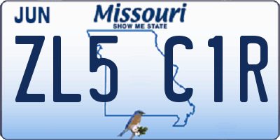 MO license plate ZL5C1R