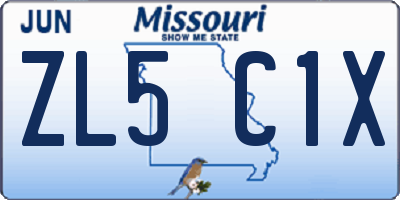 MO license plate ZL5C1X