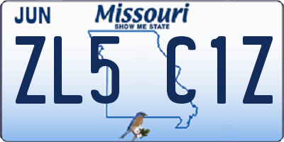 MO license plate ZL5C1Z
