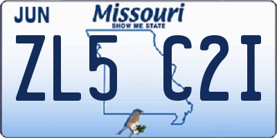 MO license plate ZL5C2I