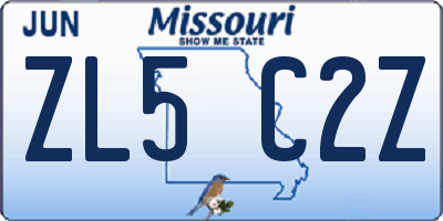 MO license plate ZL5C2Z