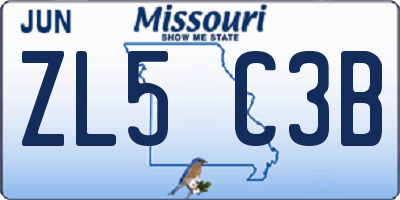 MO license plate ZL5C3B