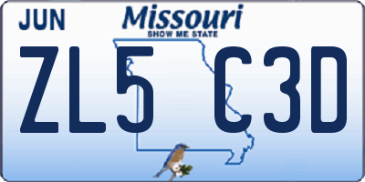 MO license plate ZL5C3D