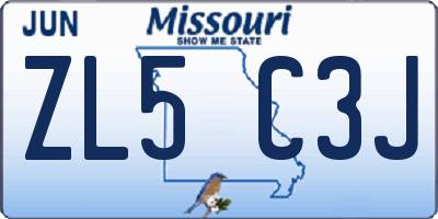 MO license plate ZL5C3J