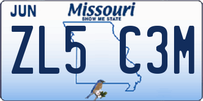 MO license plate ZL5C3M