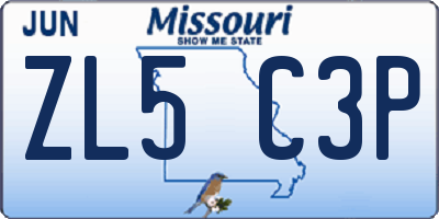 MO license plate ZL5C3P