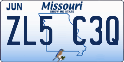 MO license plate ZL5C3Q