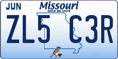 MO license plate ZL5C3R