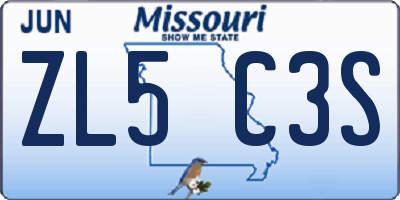 MO license plate ZL5C3S