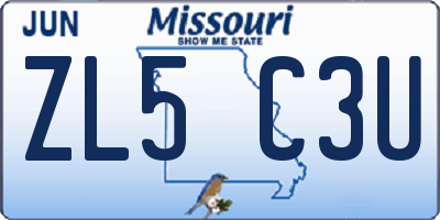 MO license plate ZL5C3U