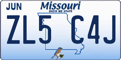 MO license plate ZL5C4J