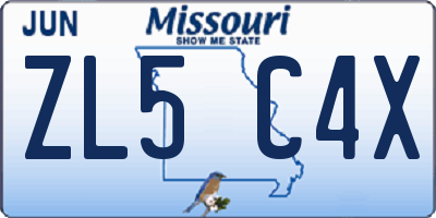 MO license plate ZL5C4X