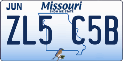 MO license plate ZL5C5B