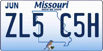 MO license plate ZL5C5H