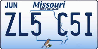 MO license plate ZL5C5I