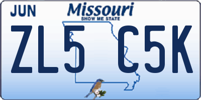 MO license plate ZL5C5K
