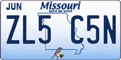 MO license plate ZL5C5N