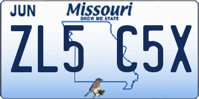 MO license plate ZL5C5X