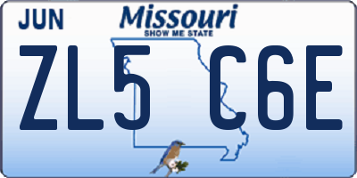 MO license plate ZL5C6E