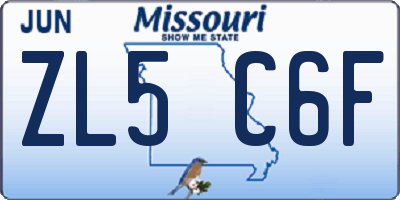 MO license plate ZL5C6F