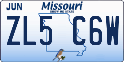 MO license plate ZL5C6W