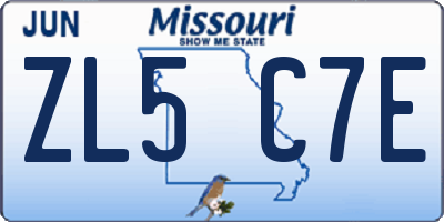 MO license plate ZL5C7E