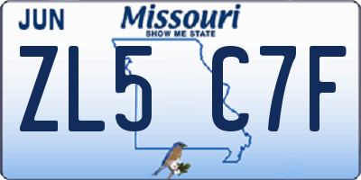 MO license plate ZL5C7F