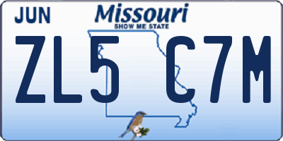 MO license plate ZL5C7M