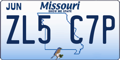 MO license plate ZL5C7P