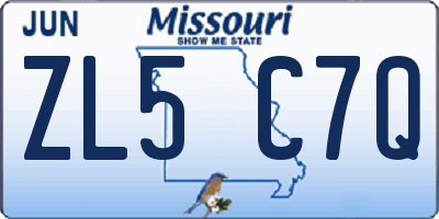 MO license plate ZL5C7Q