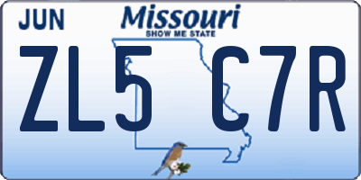 MO license plate ZL5C7R