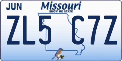 MO license plate ZL5C7Z