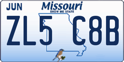 MO license plate ZL5C8B