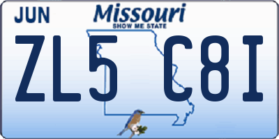 MO license plate ZL5C8I