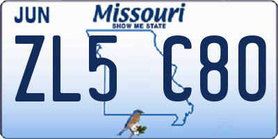 MO license plate ZL5C8O